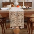 thumbnail image 3 of Crochet Lace Table Runner, Boho Cotton Table Runners with Tassels, Rustic Farmhouse Table Decoration, Mesh Woven Table Decor for Wedding Bridal Shower Party 10x72 Inch, 3 of 5