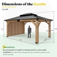 thumbnail image 2 of Jocisland 12' x 14' Permanent Wood Gazebo with Privacy Wall, Spruce Frame Hardtop Gazebo with Double-Tier Roof, Outdoor Pergola for Backyard & Patio, 2 of 8
