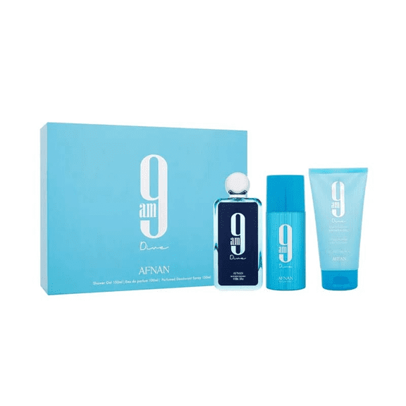 9 Am Dive 3.4 Oz Eau De Parfum Spray by Afnan Gift Set for Men