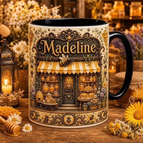 Personalized Coffee Mug Honey Bee Market Floral Apiary