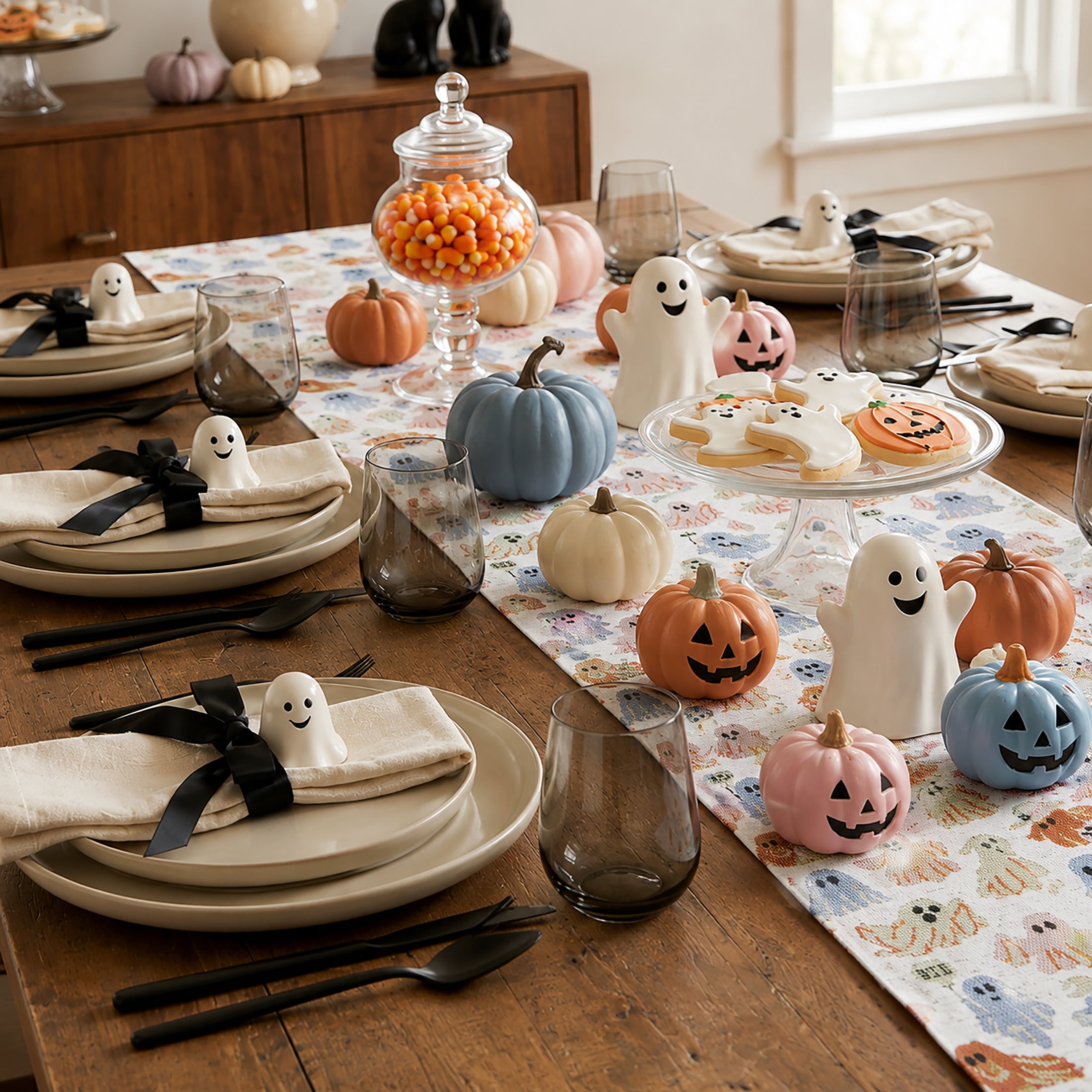 Halloween Ghosts 13" x 72" Table Runner - 100% Polyester, Multi-color