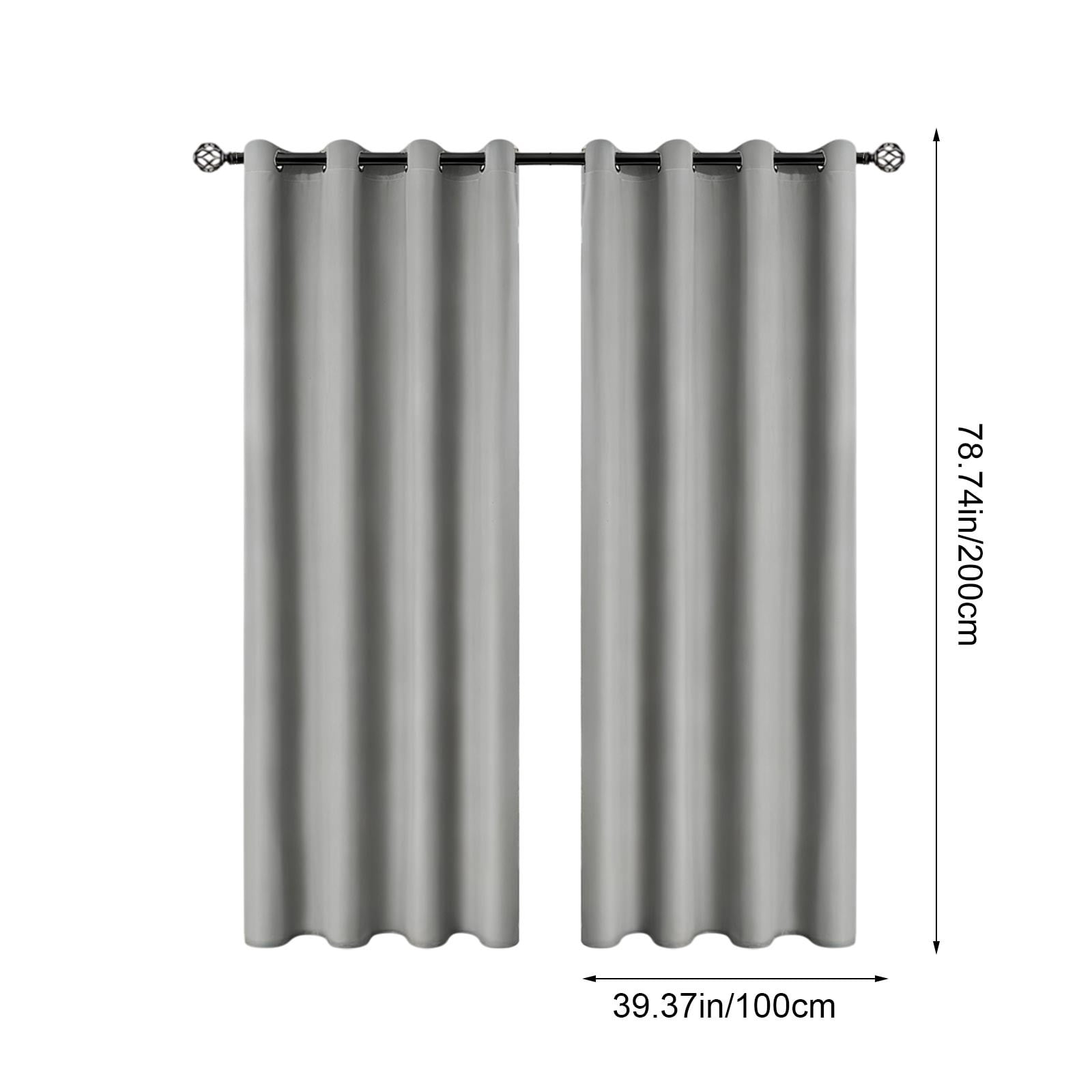 100% Blackout Curtains for Bedroom 80 Inch Length 2 Panels Set, Solid Thermal Insulated Energy Saving Rod Pocket Window Treatment Curtains Blackout Drapes, W40 x L80 Inch, Grey