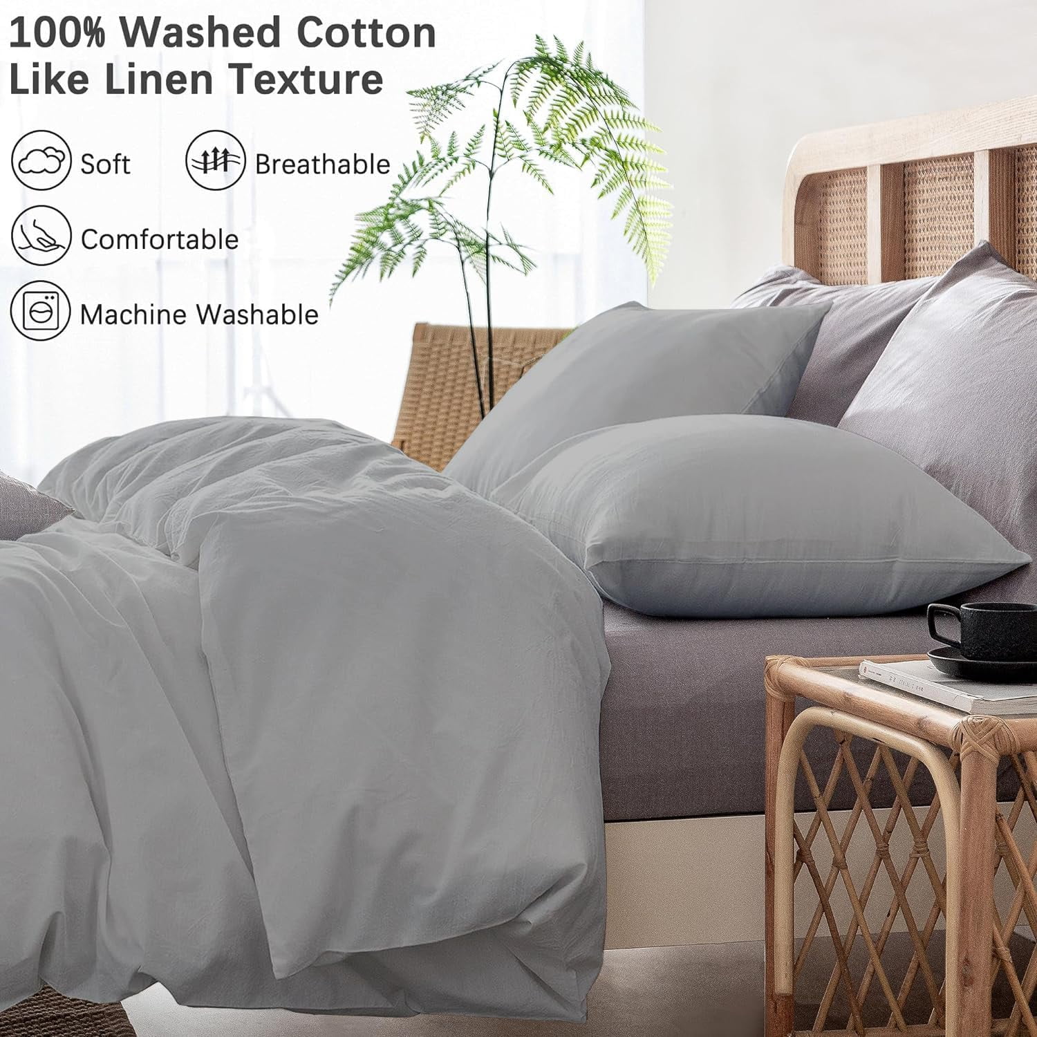 1 Pcs Duvet Cover 100% Egyptian Cotton 1000 Thread Count with Zipper Closure & Corner Ties - Super King Plus Size (120" x 120") Inch, Silver Solid