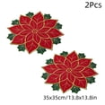 thumbnail image 3 of 2 Piece Poinsettia Placemats, Embroidered Christmas Table Mats, 14 Inch Flower Shaped Dining Accents for Dinner Parties Buffets and Holiday Centerpieces, Red or White Set, 3 of 7