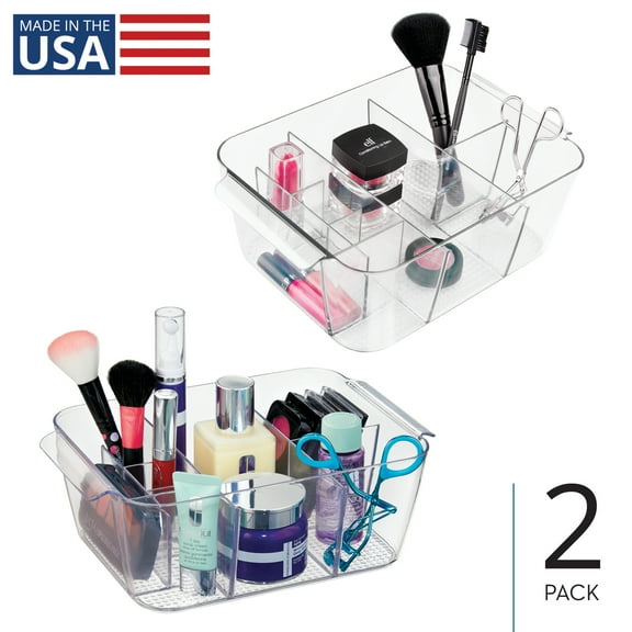 Divided Makeup Organizer for Bathroom Countertop - Storage for Cosmetics, Makeup Brushes, and Toiletries - Made in USA