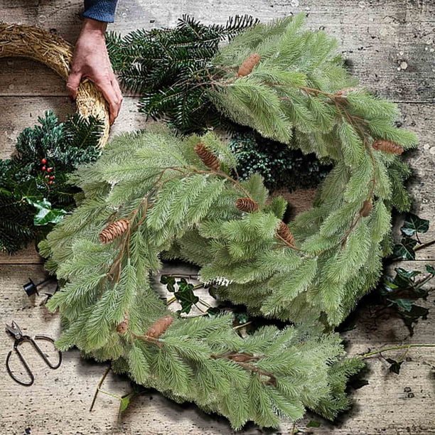 XWSHYW Decoraciones Navideñas Cola de Navidad Hierba Ratán Caucho Suave Simulación Planta Verde Decoración Marco de Puerta Decoración Del Hogar Ventana Colgante
