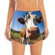 thumbnail image 2 of Balery Blue Sky Meadow Cute Cow Pantalones cortos deportivos para mujer con forro y dos bolsillos, elásticos, para entrenamiento, gimnasio, yoga-Medium, 2 of 7