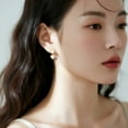 thumbnail image 2 of Double Heart Drop Earrings for Women, Gold Plated Alloy with Rhinestone Romantic Vintage Inspired Jewelry Gift, 2 of 5