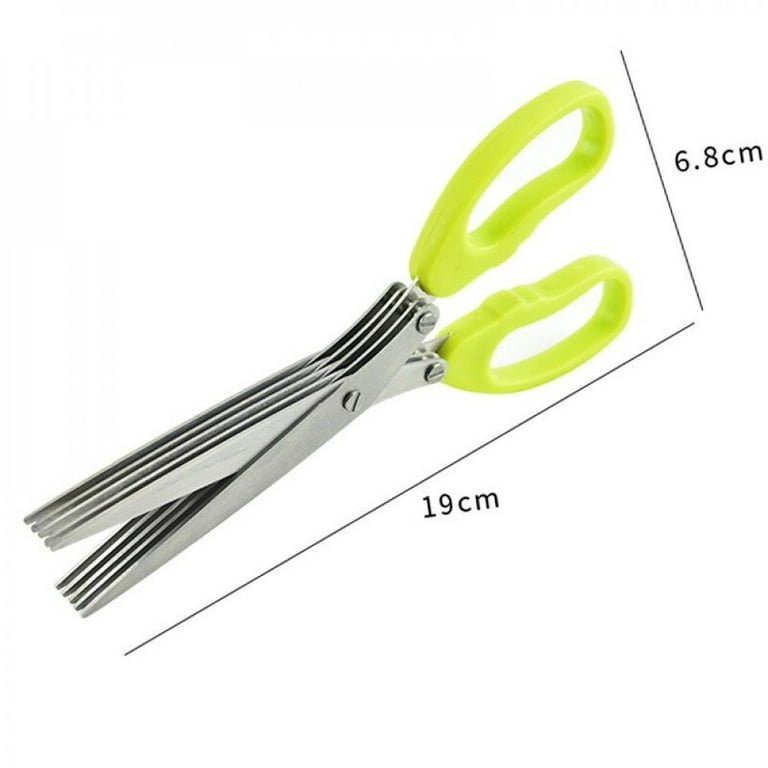 Multi-functional Stainless Steel 3/5 Layer Kitchen Scissors Pepper Shredded  Chopped Scallion Cutter Laver Cut Cooking Tool