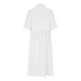 thumbnail image 4 of QUYUON Women’s Pockets Midi Dress Summer Casual Button Short Sleeve Crew Neck Flowy Dress Pleated A-Line Maxi Beach Sun Dress Style A-135 Holiday Wedding Guest Mid-Length Dresses, 4 of 6