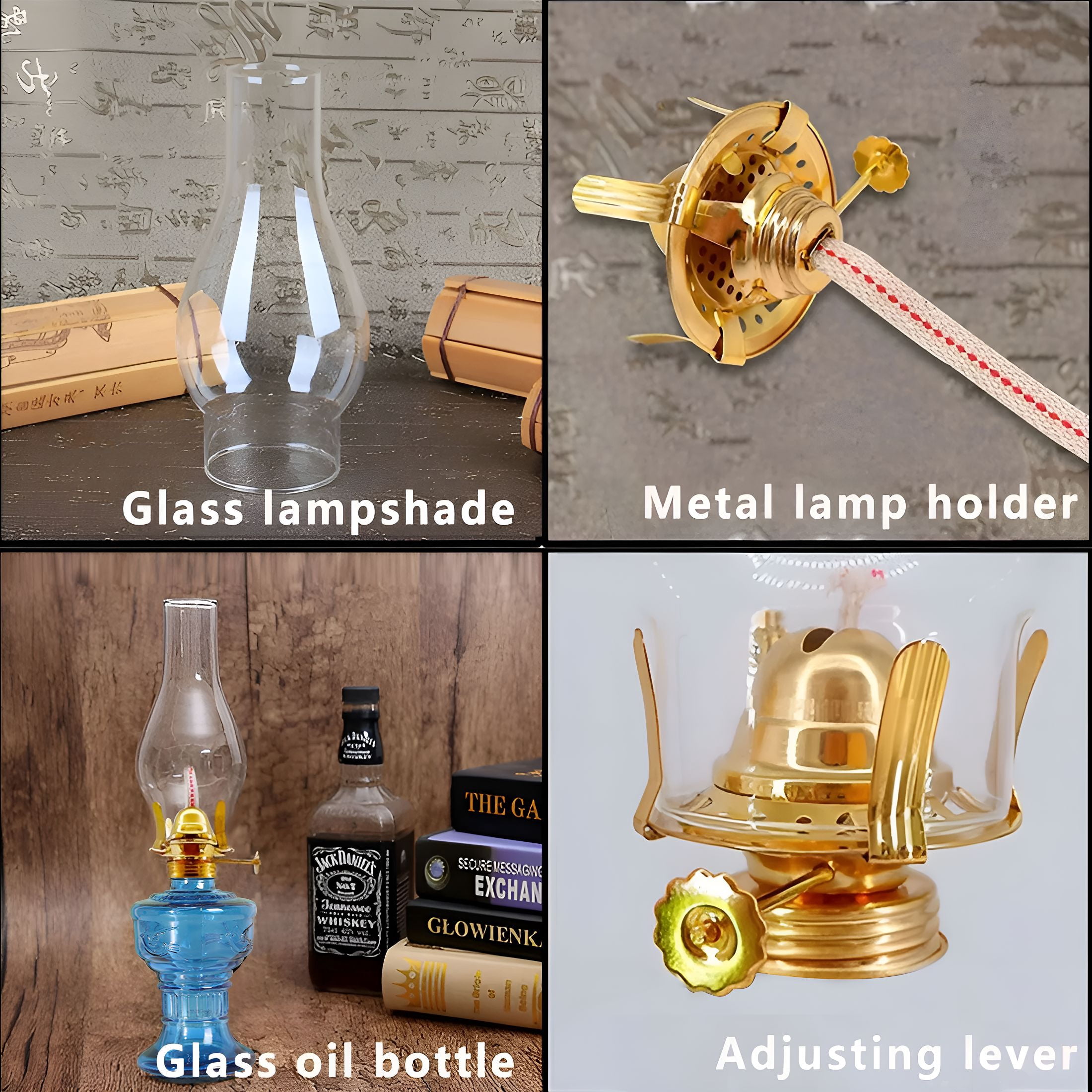 LAMIRO Classic Vintage Glass Kerosene Oil Lamps, Hurricane Lamp Lantern Vintage Oil Lamps for Indoor Use Decor Chamber 13*6In