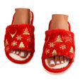 thumbnail image 3 of XIMIN Women Cute Christmas Slippers Reindeer Snowflake Xmas Tree Cozy Fuzzy Fluffy Slippers Holiday House Shoes Open Toe Memory Foam Indoor & Outdoor Slides, 3 of 7