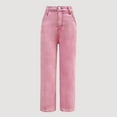thumbnail image 3 of JLMSPLWG Kids Preppy Jeans Gradient Pink Girls Aesthetic Denim Jeans with Pockets Gradient Cute Soft Denim Straight High Waist Denim Pants Girl Clothes, 3 of 6