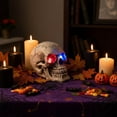 thumbnail image 3 of Elainilye Halloween Skull Light Carved Decorative Figurine for Spooky Decor, LED Light Up Design for Party and Home Halloween Atmosphere, Battery Operated and Safe, 3 of 7