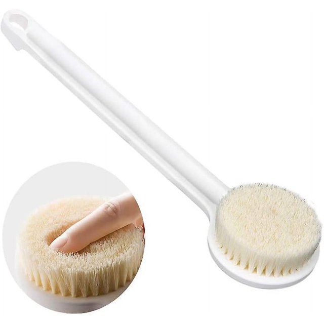 Cepillo corporal de 34,5 cm, cepillo de baño de cepillado en seco con mango largo y cerdas suaves, exfoliante de espalda, masaje para mejorar la circulación sanguínea