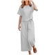 thumbnail image 2 of ICHUANYI Clearance Fashion Women Summer Solid Round-Neck Casual Short SLeeve Top+ Pant Set(Gray, L) ICHUANYI WER2023080704971, 2 of 6