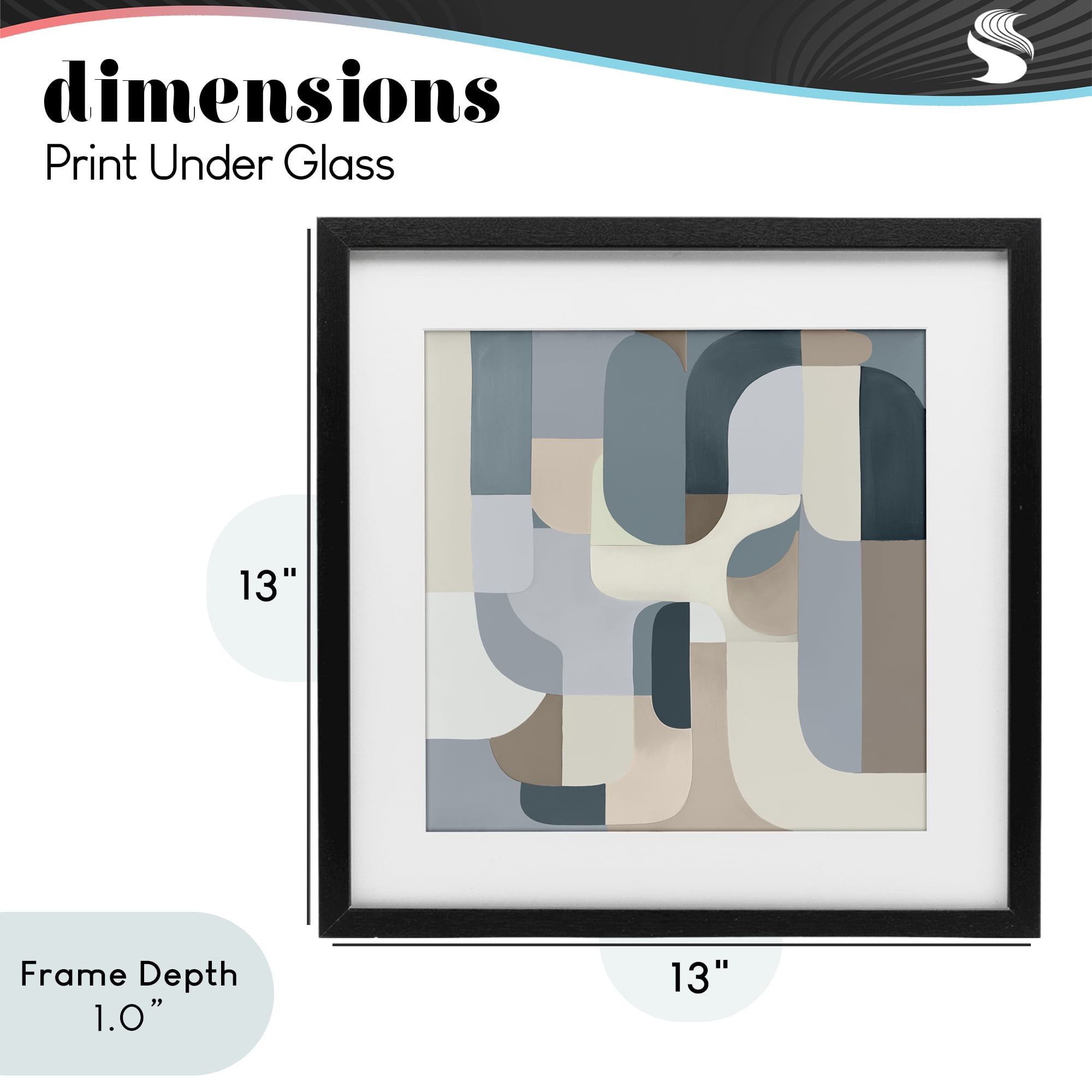 Stupell Industries Bauhaus Blue Curves Black Framed Print Under Glass, design by Annabelle Hall