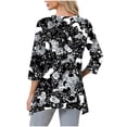 thumbnail image 4 of wdsxpo Women's 3/4 Sleeve Shirts Trendy Printed Lightweight V Neck High-Low Hem Tunic Shirts Casual Fall Fashion Blouses Outfits, 4 of 6