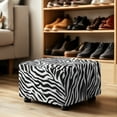 thumbnail image 4 of Xoenoiee Zebra Stripe Print Stretch Ottoman Cover Ottoman Slipcovers Rectangle Footstool Cover Printed Footstool Cover Ottoman Footrest Covers Rectangular Storage Stool Cover, S, 4 of 7