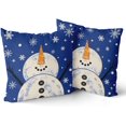 thumbnail image 2 of Blue Christmas Pillow Covers 16x16 Inch Set of 2, Xmas Snowman Snowflakes Snow Winter Themed Decorative Throw Pillow Cases Cushion Covers Holiday Decoration Gift Farmhouse Sofa Couch Bed Decor, 2 of 6