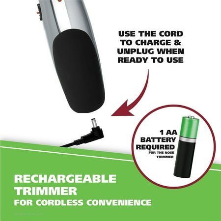 Wahl 5622 Groomsman Rechargeable Beard, Mustache, Hair & Nose Hair Trimmer for Detailing & Grooming, Black Rechargeable Trimmer