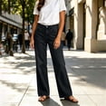 thumbnail image 5 of Womens Straight Leg Jeans, Button Zip Closure & Side Pockets Design, Full Length Jeans, Street & Casual Wear | VerBelle,Dark Gray S, 5 of 7