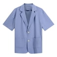 thumbnail image 2 of AZoiNM Men's Short Sleeve Shorts Suit Set Summer Two Button Notch Lapel Loose Fit, 2 of 8