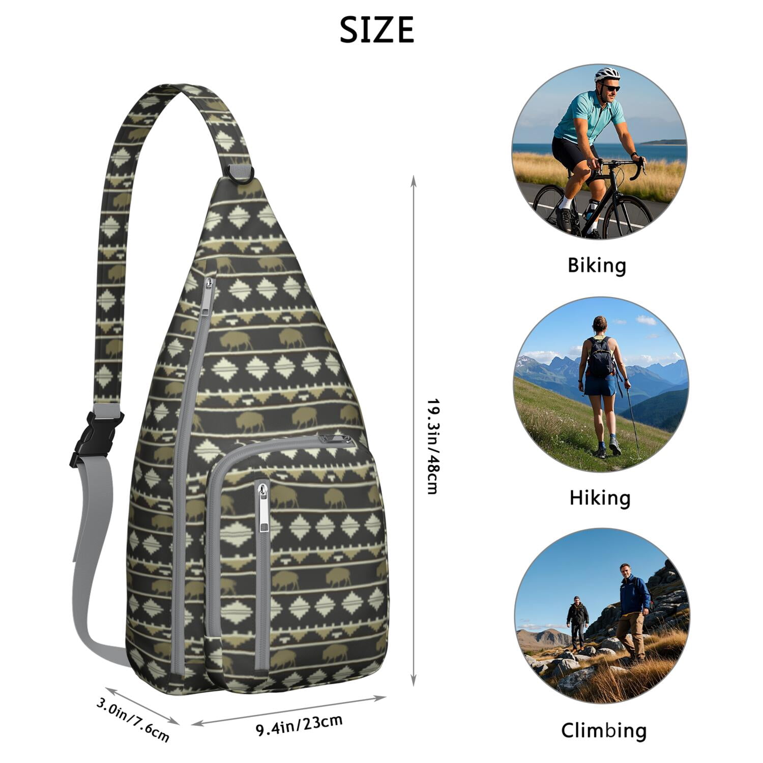 Tropical Buffalo & Floral Chest Bag - Cute Cow & Grassland Print Sling Backpack for Nature Lovers (Farm Animal Design, Adjustable Convertible Strap)