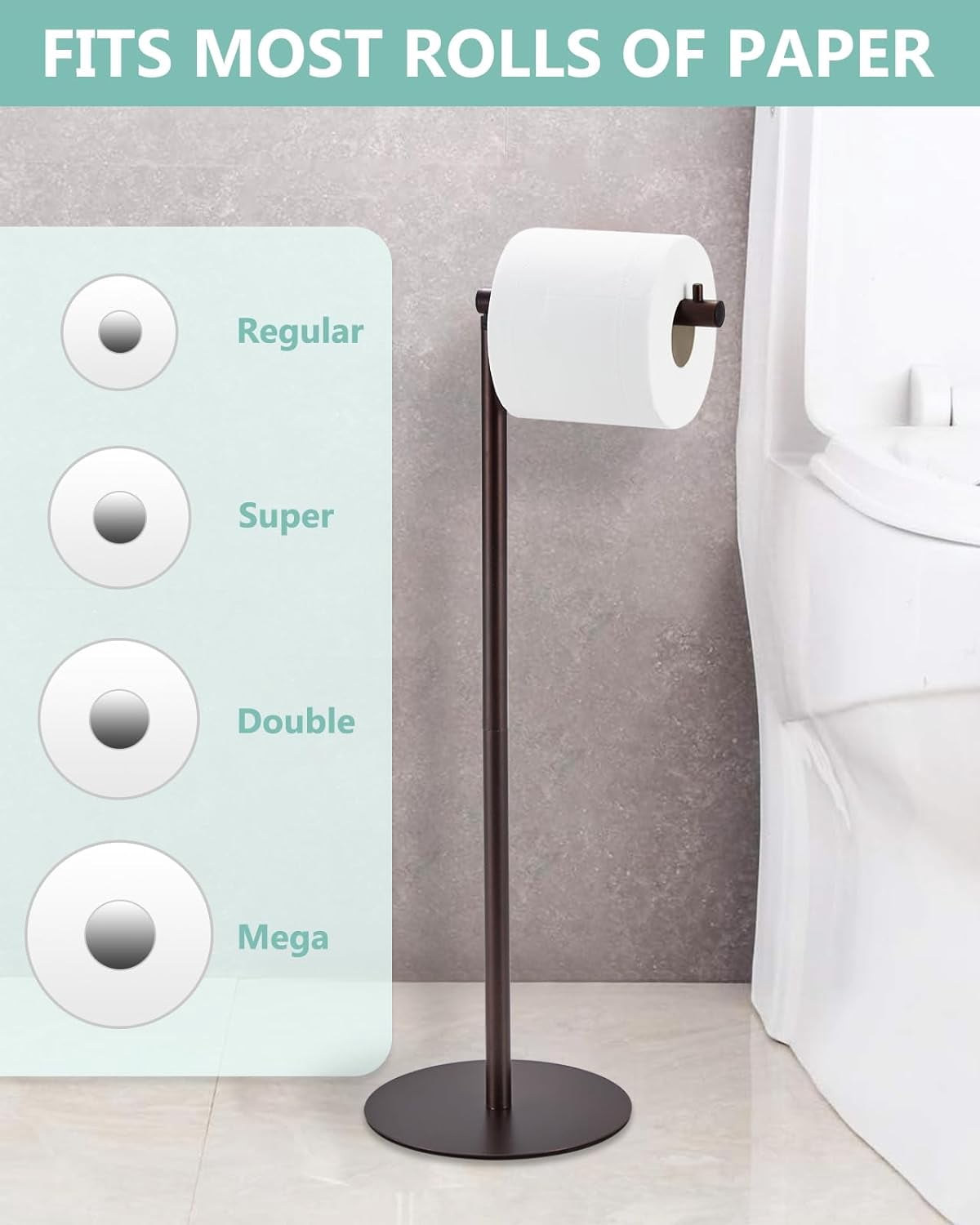 Toilet Paper Holder Stand, Free Standing Roll for 4 Spare Rolls, Modern Bathroom Stand with Reserve, Oil Rubbed Bronze,