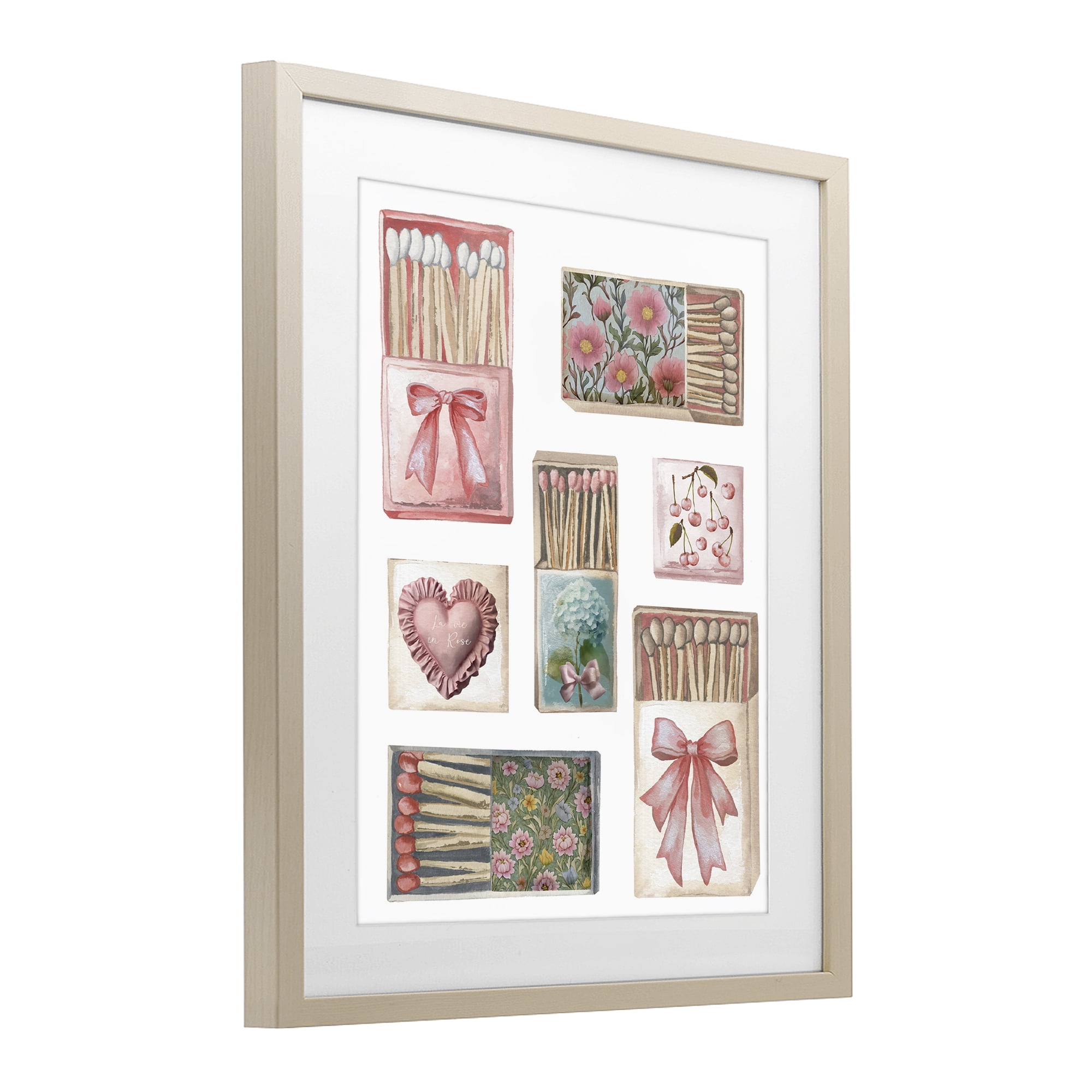 Stupell Industries Vintage Feminine Matchbooks Birch Framed Print Under Glass, design by Elizabeth Medley
