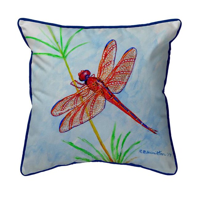 Betsy Drake HJ773 Grand Oreiller Libellule Rouge de 18 x 18 Po