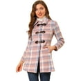 thumbnail image 1 of INSPIRE CHIC Women's Toggle Duffle Turn Down Collar Plaid Mid Length Peacoat, 1 of 6