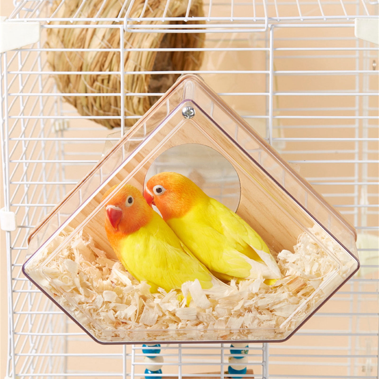 Bird Nest Cage, Shelter Nest Parrots Cage Window Breeding Box Habitat for Small Size Bird Cage Decors