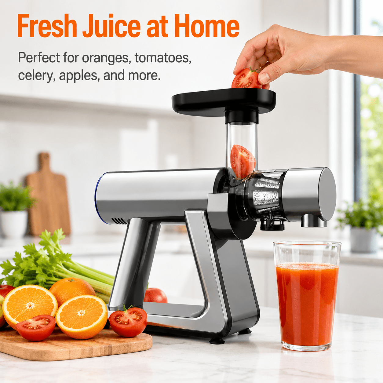 NICWIN Masticating Cold Press Juicer Machine, Slow Juice Extractor with Upgraded Fine Filter for Vegetables and Fruits, High Juice Yield & Easy to Clean, Gray