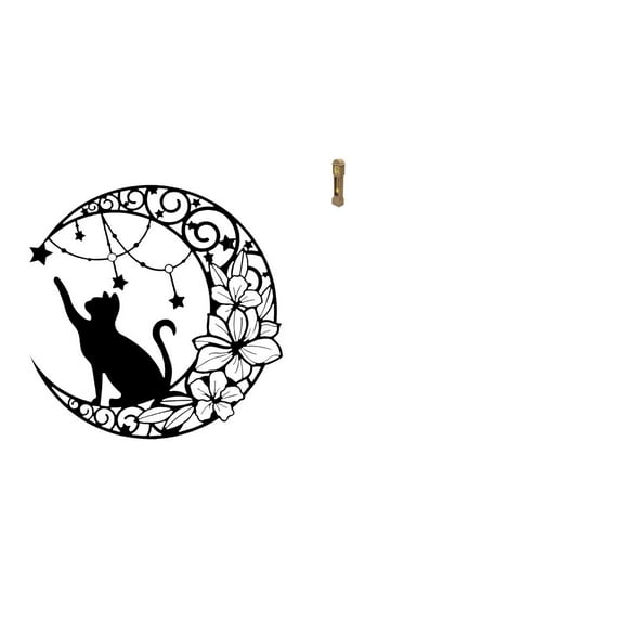 CoudarTitie Mystical Black Cat Moon Wall Art Sculpture with Vintage Grandfather Clock Miniature for Classic Living Room Decor and Cat Lover Gifts