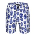 thumbnail image 3 of Balery Blue Vases Traje de Baño Estilo Hawaiano para Hombre, Shorts de Secado Rápido con Bolsillos-Medium, 3 of 6