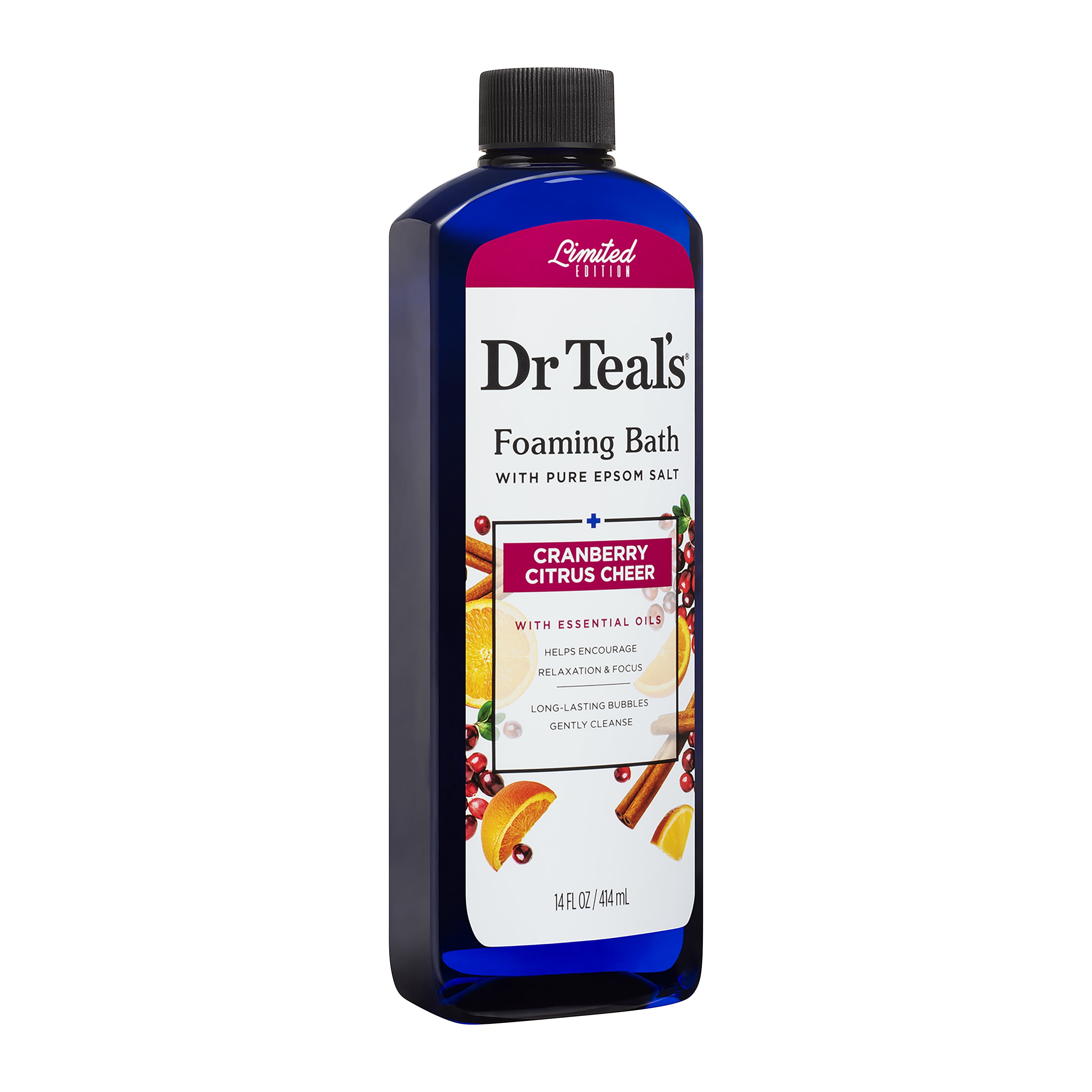 (2 pack) Dr Teal's Pure Epsom Salt Foaming Bath, Cranberry Citrus Cheer, 14 fl oz
