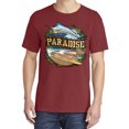 thumbnail image 2 of Wild Bobby, Paradise Surf Shack Marlin, Garment-Dyed Washed Look Short Sleeve Tees, Tomato, Small, 2 of 3