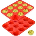 thumbnail image 1 of Molde de silicona para 12 muffins (tamaño regular), antiadherente, apto para uso alimentario (2 unidades), 1 of 5