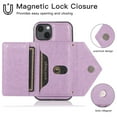 thumbnail image 3 of Feishell Crossbody Wallet Phone Case for Apple iPhone 14 Plus with Removable Shoulder Strap,for Women Girls,Magnetic Clasp Credit Card Slots PU Leather Kickstand Shockproof Phone Case,Purple, 3 of 10