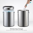 thumbnail image 3 of Home Zone Living 18 Gallon Stainless Steel Open Top Trash Can with Semi-Round Flat Back, Silver, 3 of 7