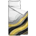 thumbnail image 2 of Black and Gold Marble Pattern Teens Toddler Nap Mat with Pillow, Sleeping Mat Bag for Preschool Daycare 59"x22", 2 of 6