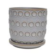 thumbnail image 1 of Sagebrook Home CERAMIC 5" BUBBLES PLANTER W/ SAUCER, BEIGE, 1 of 1
