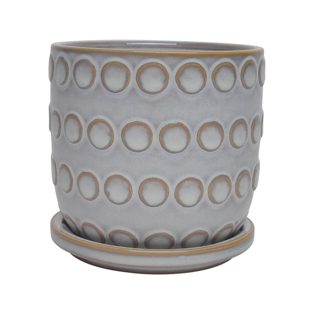 Sagebrook Home CERAMIC 5" BUBBLES PLANTER W/ SAUCER, BEIGE