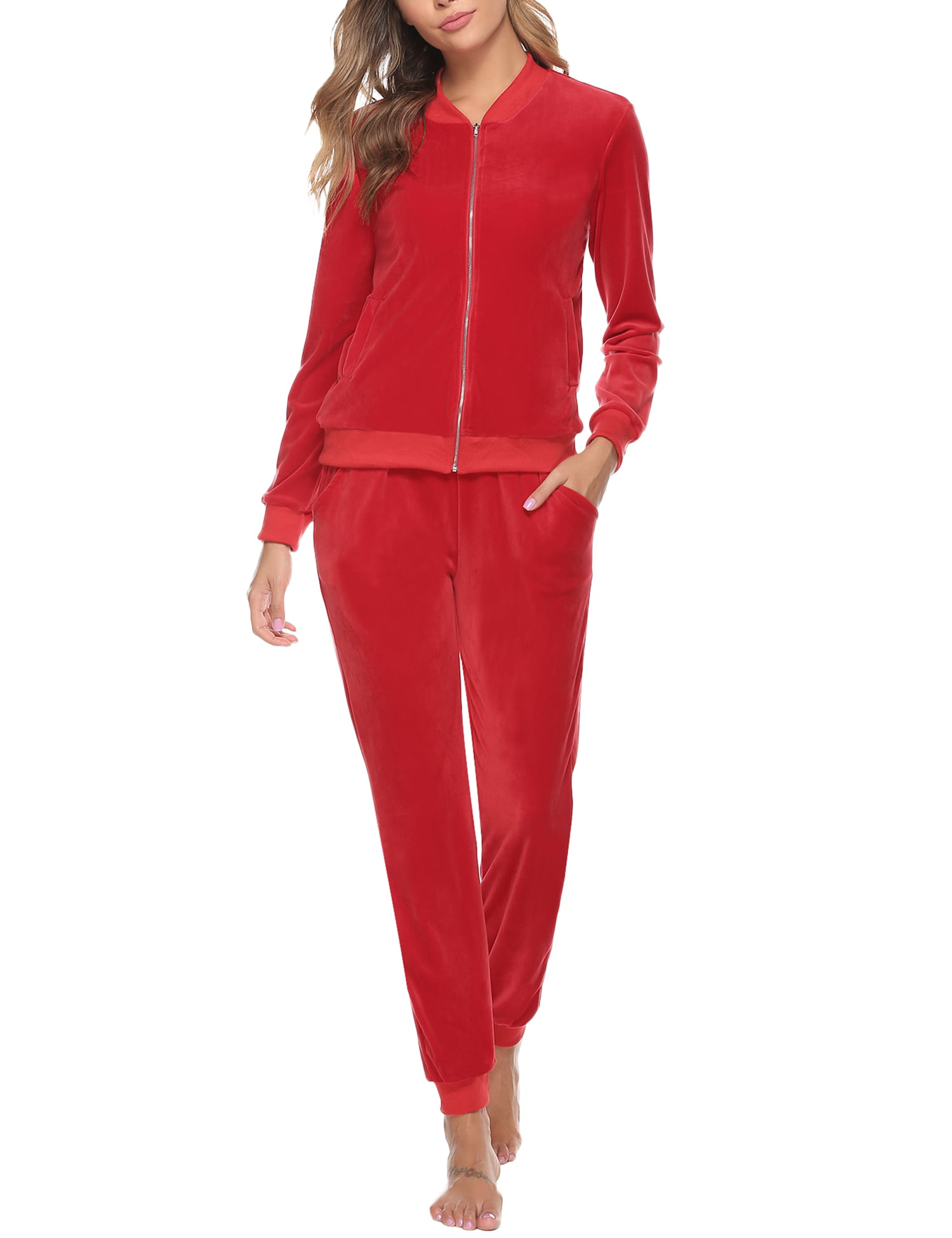 Akalnny Tracksuits Womens Long Sleeve Sweatsuit Set Jacket and Pants Sport Suits 