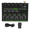 thumbnail image 2 of Mini Audio Mixer, 4 Channel Stereo Line Mixer for Sub Mixing, 6.35mm 4 In 1 Out Ultra Low Noise, Dynamic Microphone Independent Control, Sound Mixer for Guitars, Bass, Keyboards, 2 of 7