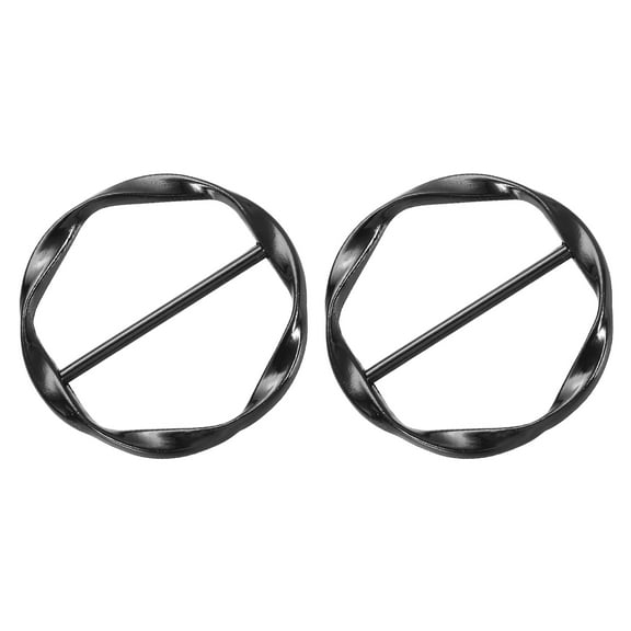 Uxcell 2 Pack T-shirt Clips, 34mm(1-5/16") Round Metal Silk Scarf Ring Clipfor Women Scarf, Loose T-shirt, Black