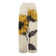 thumbnail image 5 of PEXLYCLU Lounge Pants Women, Boho Pants, Womens Lounge Pants, Boho Wide Leg Pants for Women Flowy Drawstring Floral Palazzo Pants Baggy Tropical Hawaiian Pull On Beach Pant, Khaki S, 5 of 8