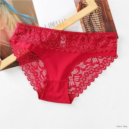 

Women Seamless Underwear Sexy Lace Lingerie Knickers Ice Silk Panties Briefs New