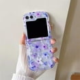 thumbnail image 4 of Purple Flower Case for Samsung Galaxy Z Flip 5 Curly Wave Frame, Cute Woman Case for Galaxy Z Flip 5 Kawaii Beads Strap, Soft Protective Girly Case for Z Flip 5, 4 of 14
